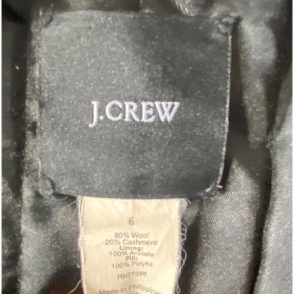 VTG J.Crew Wool Cashmere Double Button Black Coat Quilted Lining Women's Size 6 - Picture 8 of 14